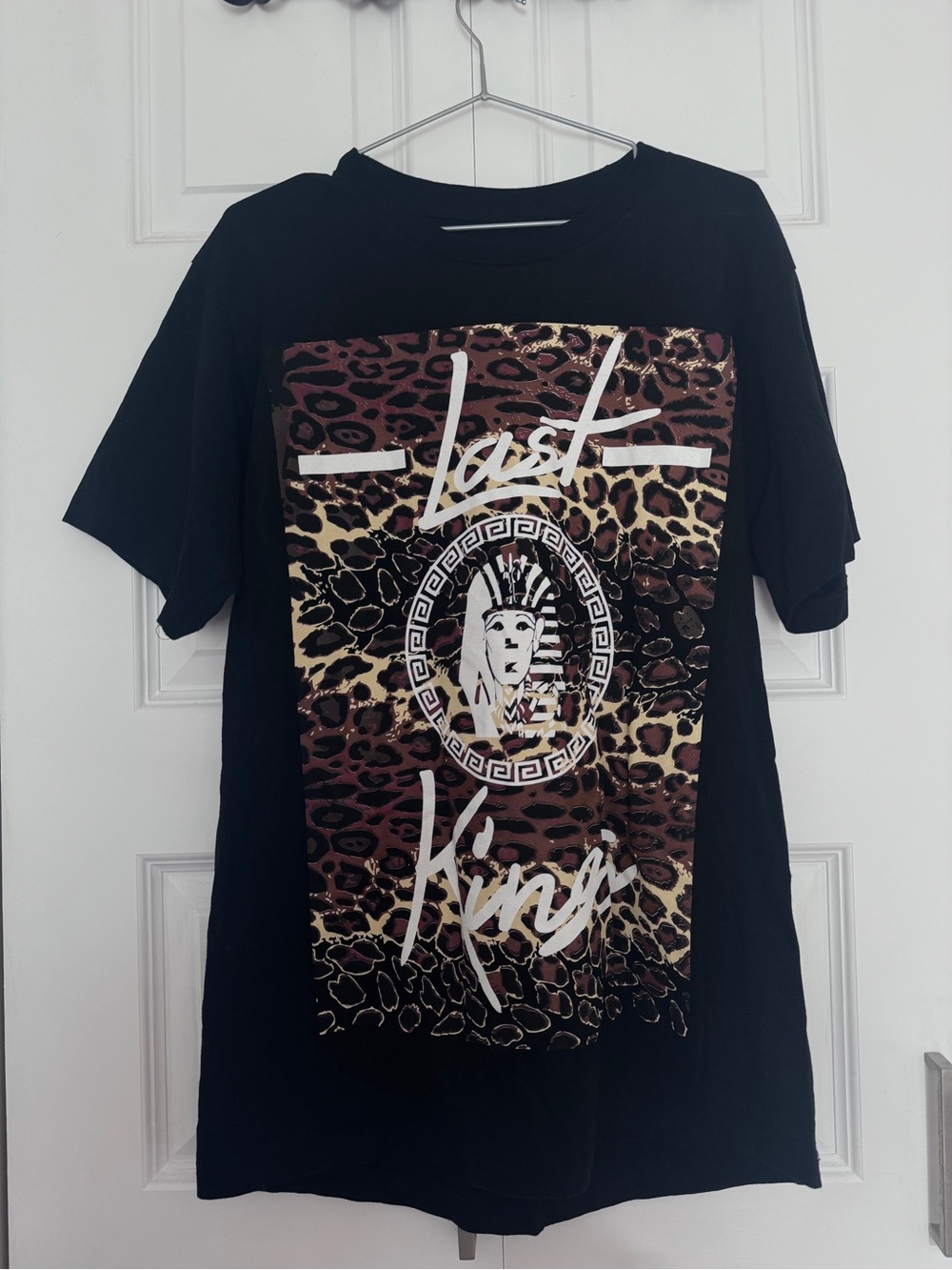 Men’s Last Kings Animal Print Egyptian Pharaoh Face Hip-Hop T-Shirt Large